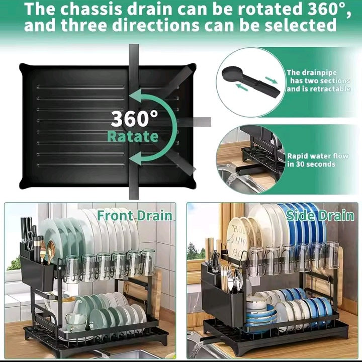 Premium Dish Drainer Rack (2-Layer Organizer)