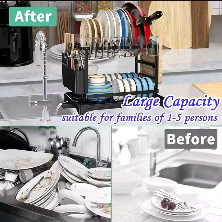 Premium Dish Drainer Rack (2-Layer Organizer)