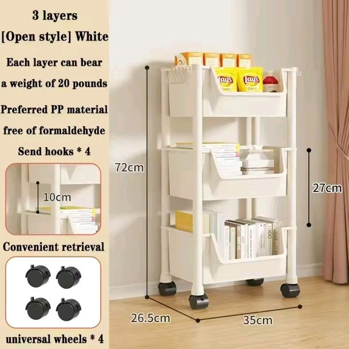 Multi-Layer Rolling Storage Cart (3–5 Tier)
