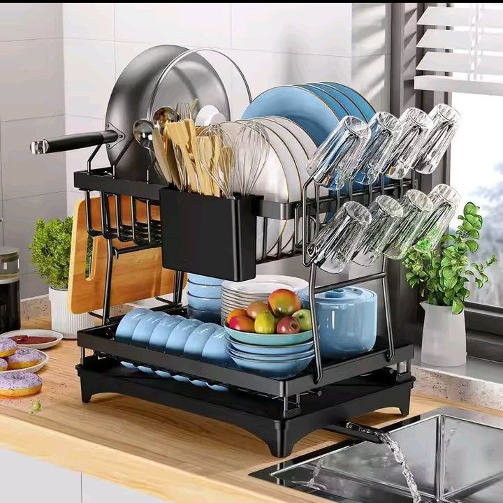 Premium Dish Drainer Rack (2-Layer Organizer)